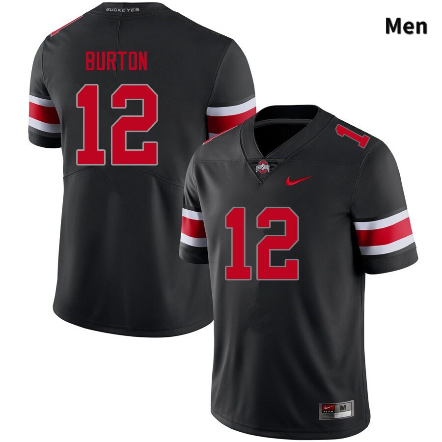 Ohio State Buckeyes Caleb Burton Men's #12 Blackout Authentic Stitched College Football Jersey